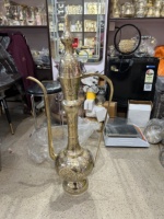 Grande cafetière Dallah arabe artisanale en laiton, style traditionnel du Moyen-Orient, Aftaba, avec gravure décorative, vase vertical pour mariage