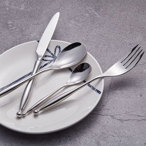 Juego de Cubiertos de Acero Inoxidable con Acabado Plateado, Diseño de Cuentas en el Mango, Libre de BPA, Estilo Real, Apto para Lavavajillas, para Uso Diario y Fiestas - Product Image 4