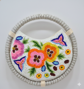 Sac de plage circulaire bohème en paille brodée à la main avec motifs floraux, sac fourre-tout tissé en raphia pour femme, sac à main tendance - Product Image 5