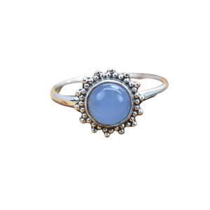 แหวนเงินทำด้วยมือสไตล์ Boho เครื่องประดับ925เงินแท้พลอยคาลเซโดนีเครื่องประดับแหวนแนวโน้มสำหรับผู้หญิงของขวัญสำหรับผู้หญิงสำหรับเธอ - Product Image 1