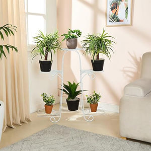 Support de jardinière en métal à plusieurs niveaux (ivoire, pour 6 jardinières) | Support de pot en métal pour plusieurs plantes | Intérieur/Extérieur | - Product Image 4