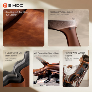 SIHOO S300L Top-Grain Bull Leather Silla ejecutiva de alto lujo Silla de gerente Ala flotante Soporte lumbar Silla DE OFICINA DE CALIDAD - Product Image 3