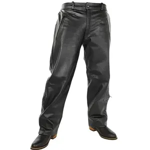 Protective Genuine Cowhide <b>Leather</b> Motorcycle <b>Pants</b> for Adult <b>Men</b>-All Seasons - Product Image 1