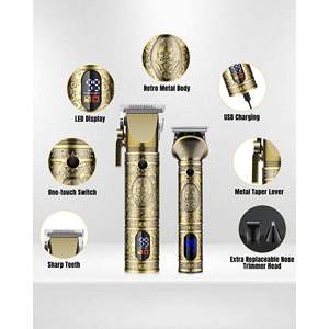 Tondeuses à cheveux sans fil professionnelles pour hommes, kit de coupe de cheveux avec source d'alimentation USB, ensemble de tondeuses à barbe pour hommes - Product Image 6