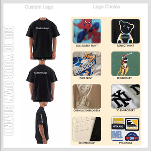 Haute qualité Logo personnalisé vierge surdimensionné plaine 250 gsm poids lourd coton t-shirts personnalisé éponge français goutte épaule t-shirt - Product Image 2