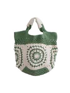 Bolso de hombro de ganchillo de alta gama para mujer, de tela de algodón y paja, suave, de gran capacidad, con forro, para playa - Product Image 5