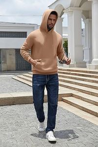 Hombres Invierno Casual Sudaderas Con Capucha Color Sólido 100% Algodón Transpirable Ecológico Regular Fit Diseño de Bolsillo - Product Image 2