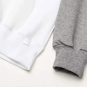 Sweat-shirt à capuche pour homme, blanc et gris, coupe classique, en molleton décontracté avec poche avant, collection automne 2027 - Product Image 5