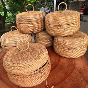 Cesta Redonda De Ratán Para Pan Y Fruta Ideal Para Picnics Cesta De Calidad Hecha En Vietnam - Product Image 3