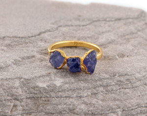 Raw Tanzanite Gemstones Brass Mens <b>Rings</b> Handmade Electroforming Jewelry Sliver Plated Stone <b>Rings</b> for Men Wholesale Crystals - Product Image 2