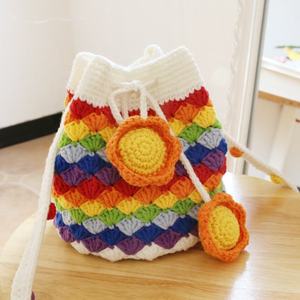 Bolso Bandolera de Lana Tejido a Crochet, Arcoíris, Accesorio de Moda Artístico, Personalizado con Logotipo Bordado a Rayas - Product Image 4