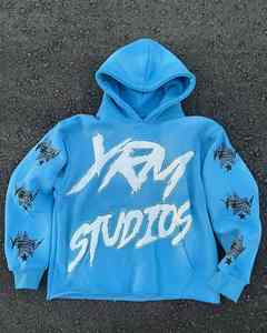 Conjunto de Sudadera con Capucha y Pantalones Deportivos Acampanados de Algodón 100% con Estampado de Pedrería, Estilo Vintage, Moda Urbana de Invierno para Hombre, Nuevo OEM - Product Image 2