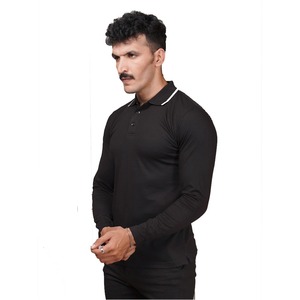 100% Cotton Knitted <b>Black</b> Full Sleeve Golf Polo <b>Shirt</b> Customized Casual <b>Long</b> Sleeve Vintage Polo <b>T</b> <b>Shirt</b> For Sale - Product Image 3