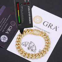 Pulsera de Plata de Ley con Moissanita, Diseño Nuevo 2026, para Hombre, Forma de Cadena, Chapada en Oro, Estilo Hip Hop, Forma de Candado, 1 Quilate