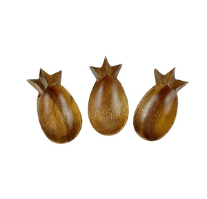 Plateau de bol de service en bois pour les salades de fruits en forme d'ananas 7 pièces fournisseur en gros - Product Image 6