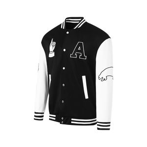 Vestes en cuir molletonné pour hommes, blouson bombardier en feutre de laine pour hommes - Product Image 4