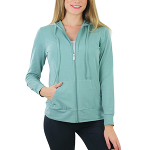 Vêtements d'hiver pour femmes Style streetwear Double poche Fermeture éclair à capuche 100% coton Logo avant Qualité supérieure Couleur unie - Product Image 1