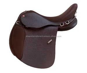 GENUINE LEATHER ENDURANCE SADDLE FOR HORSE WITH DURABLE GIRTH SS FITTINGS STRONG SS STIRRUP CUSHIONED SEAT OEM LOGO MODEL COLOR