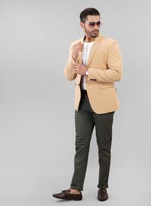 Blazer y Abrigo Formal Color Camel para Hombre en Oferta, Ideal para Reuniones de Negocios, Bodas, Fiestas y Eventos Profesionales, Disponible para la Venta - Product Image 3