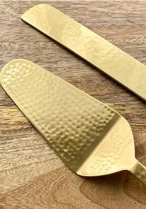Luxurious Gold Hammered Best Selling <b>Cake</b> <b>Server</b> Set with Cutting Knife Wedding - Product Image 2
