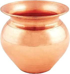 Lota de cobre puro ecológico hecho a mano con tapa, equipo de cocina para el hogar, hinduismo, reglas de entrada para el hogar nupcial, Lota - Product Image 4