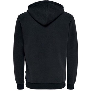 Sudadera con Capucha Negra Sólida para Hombre, Corte Regular, Algodón French Terry, Informal, con Bolsillo Delantero, para Otoño - Product Image 3
