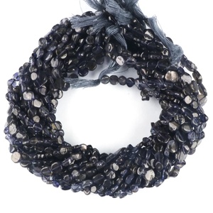 ลูกปัด iolite ทรงเหรียญเรียบลูกปัดอัญมณีขัดเงาธรรมชาติ4-8มม. สำหรับทำเครื่องประดับ - Product Image 1