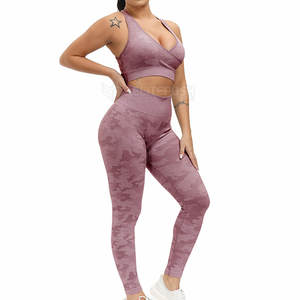 Conjunto de yoga deportivo para mujer a la moda Ropa de gimnasio más vendida en línea con precio razonable Logotipo de talla grande en la cintura Entrenamientos para niñas - Product Image 2