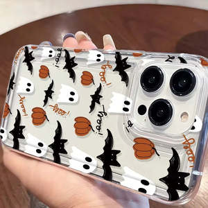 Custodia personalizzabile per telefono cellulare con pipistrello di Halloween per iPhone 16 Air Pro Max 14 7 Plus Cover posteriore trasparente in TPU Coque popolare - Product Image 5