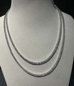 Chaîne Tennis VVS 14k Or Blanc 3mm 4mm 16 18 20 22 pouces Diamant Glacé Lab CZ Argent Sterling - Product Image 2