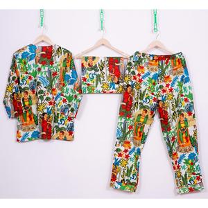 Conjunto de Pijama de Algodón con Estampado Floral para Mujer, Alta Calidad, Manga 3/4, Ropa de Verano, Talla XL, Precio Bajo, de la India - Product Image 4