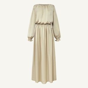 Vestido de satén dorado de alta calidad para mujer, vestido elegante informal de verano, servicios ODM, hasta el suelo, hecho en Vietnam Natural - Product Image 6