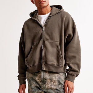 Nouveau Streetwear personnalisé de haute qualité poids lourd surdimensionné 400 Gsm coton éponge français polaire hommes brodé fermeture éclair imperméable - Product Image 1