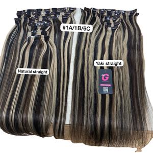 Cuticle Aligned Vietnamese Human Hair 100% Remy Halo Clip-in Hair Extension Double Drawn high quality - Product Image 1