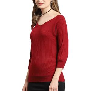 Suéter de Punto Holgado con Cuello en V para Mujer, Estilo Casual de Invierno, con Patrón Liso, Servicio OEM Disponible - Product Image 6