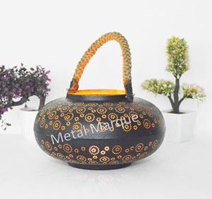 Premium Fancy Laser Design Vintage Metal Lantern with <b>Rope</b> Handle Home Decoration Handmade Candle Holder Christmas Home Lanterns - Product Image 1