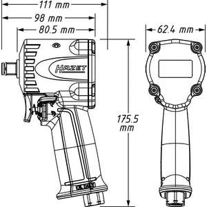 Llave de Impacto Neumática Hazet Extra Corta de 1/2'' y 1200 Nm - Product Image 2