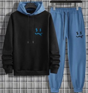 ชุดวอร์มผู้ชายสองชิ้น ผ้าฝ้ายฟลีซ 100% เสื้อฮู้ด กางเกงขายาว ไซส์ใหญ่ แห้งเร็ว ระบายอากาศ กันลม เป็นมิตรกับสิ่งแวดล้อม - Product Image 2