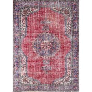 Alfombra de Lana Anudada a Mano de Gran Tamaño, Diseño de Medallón Rojo y Naranja, para Sala de Estar, Pasillo Rectangular, Modelo Pae-2295 - Product Image 1