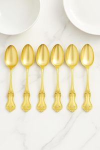 Cubiertos para bodas, utensilios de restaurante de hotel, juego de cuchara y tenedor reutilizables, cubiertos de lujo dorados, cubiertos vintage grabados, juego de vajilla - Product Image 5