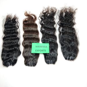 Cabello Natural sin procesar de Color negro rizado negro mujeres encaje genio trama paquetes ondulado sin derramamiento indio templo cabello humano - Product Image 4