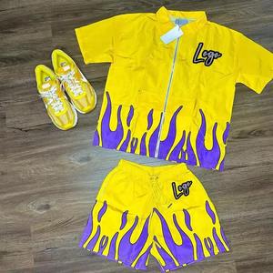 2024 New Custom Streetwear <b>Men's</b> Two Piece <b>Hoodie</b> <b>and</b> <b>Shorts</b> <b>Set</b> Sublimation Jacket Windbreaker Sweatsuit Tracksuits <b>Set</b> for <b>Men</b> - Product Image 1