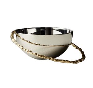 Bol en chocolat blanc recouvert de métal, support doré, qualité supérieure, fait à la main, passe au lave-vaisselle, durable, Falcon International FI-23206 - Product Image 3