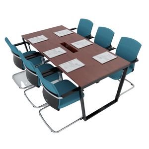 Contemporary 6-Person Meeting <b>Table</b> 180x90 cm Trapeze Concept Assembly System HBTC010 for Conference Room Hotel <b>Office</b> Furniture - Product Image 1