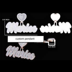 Personalizado Iced Out Lab Grown Diamond Nombre Colgante VVS Carta Colgante Corazón Bail 925 Plata Hip Hop Joyería - Product Image 6