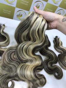 Vague de corps 20 ''Super Double Piano couleur vente chaude perruques de cheveux vietnamiens pouces Extensions de cheveux humains vente d'automne meilleure qualité - Product Image 3