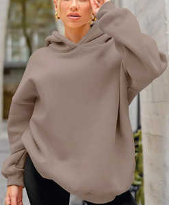 Sweat-shirts et pulls à capuche décontractés pour femmes, en tricot uni, surdimensionnés, avec col zippé, design sportif confortable pour l'automne et l'hiver, approvisionnement ODM - Product Image 4