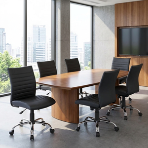 San Francisco Modern Lift Chair <b>Black</b> Eco- Leather Task Chair with Adjustable Height Wood Plywood PU Leather Fabric Home Use - Product Image 3