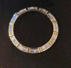 Lunette de montre en diamant moissanite, deux tons or et argent, glacée, luxe, acier inoxydable, lunette de remplacement personnalisée pour la fabrication de montres - Product Image 3
