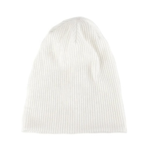 Unisex <b>White</b> <b>Acrylic</b> Beanie Hat Solid Color Ribbed Knit Winter Casual Outdoor 58-60CM Adult Size 2027 - Product Image 1
